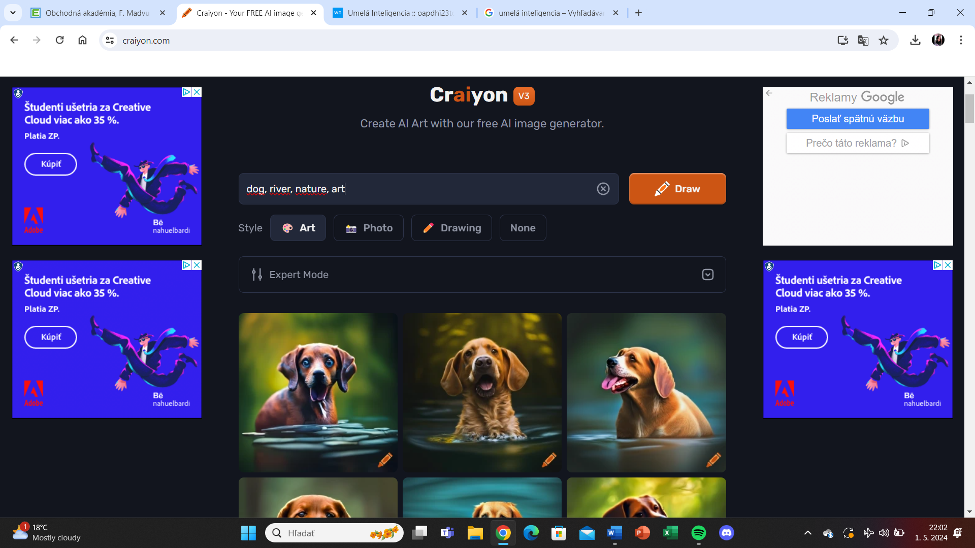 Moje zadanie: dog, river, nature, art